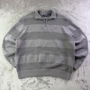 Chaps Men’s XXL Gray Textured Knit Quarter Zip Sweater Heavyweight